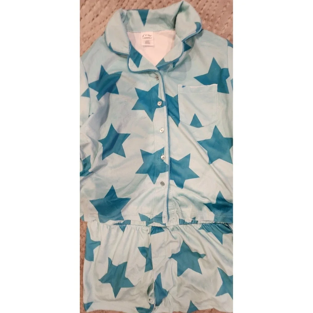 Art Class Girls Blue Star 2 Piece Pajama PJ Set Size L 10/12 NWT